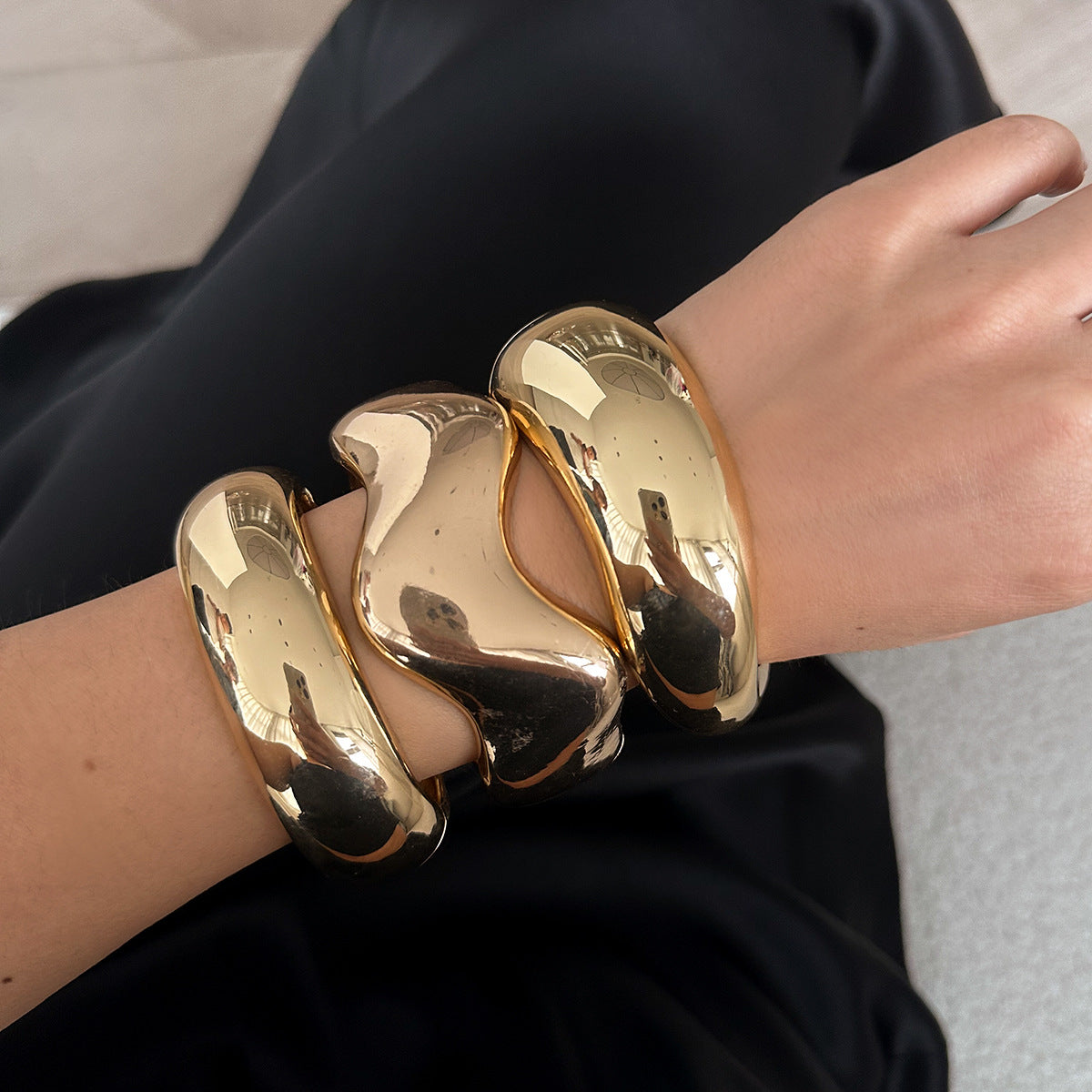 Geometric Metal Cuff Bracelet Trendy Statement Jewelry
