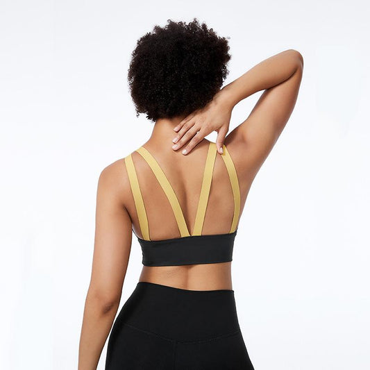 Quick-Drying Running Sports Underwear Ladies Fitness Color Matching Vest Sports Bra Anti-Vibration Yoga Clothes