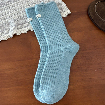 Winter Thermal Solid Color Crew Socks