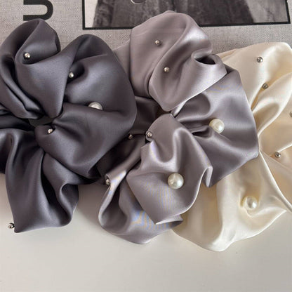 Elegant Pearl Studded Satin Hair Tie
