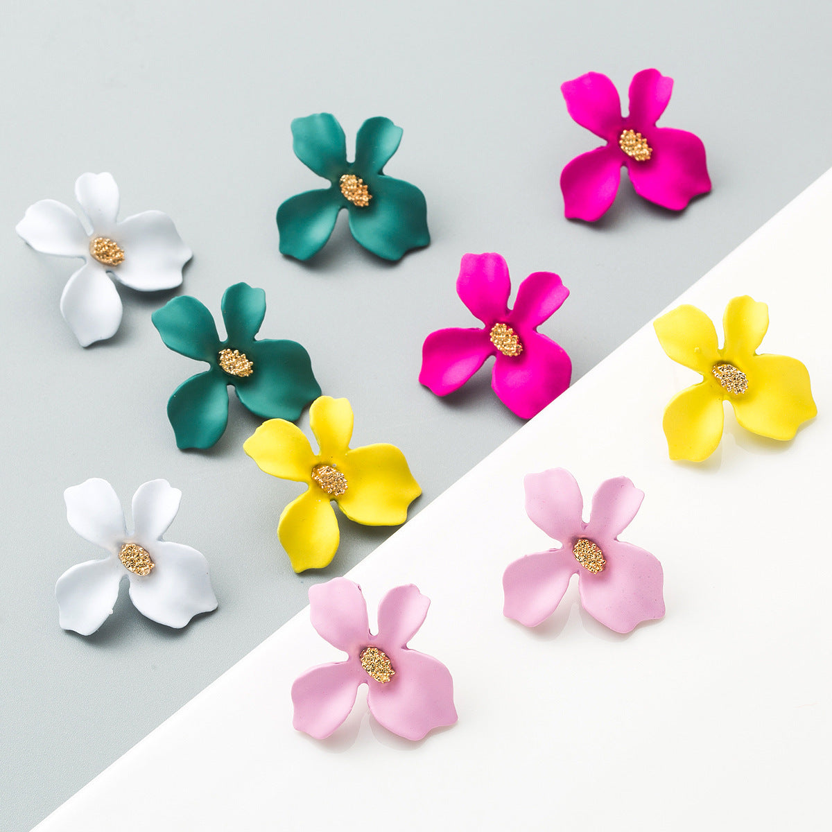 Trendy Floral Alloy Earrings Casual Chic Ear Studs