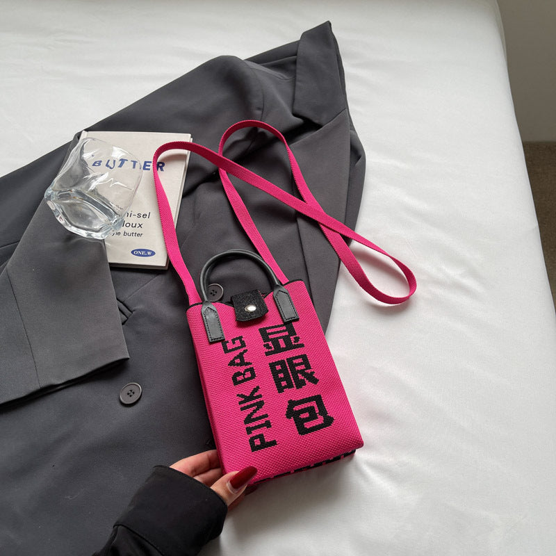 Fashionable Simple Knit Crossbody Phone Bag