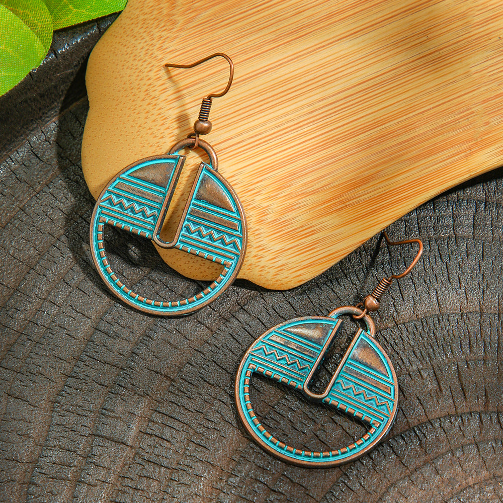 Vintage Style Alloy Earrings with Geometric Design and Bohemian Charm