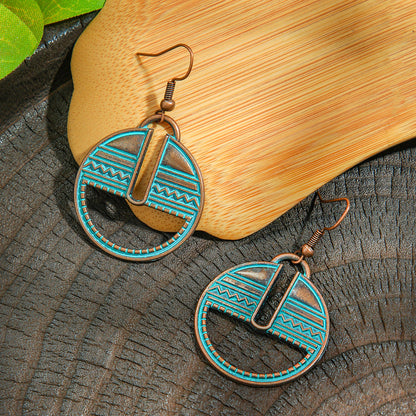 Vintage Style Alloy Earrings with Geometric Design and Bohemian Charm