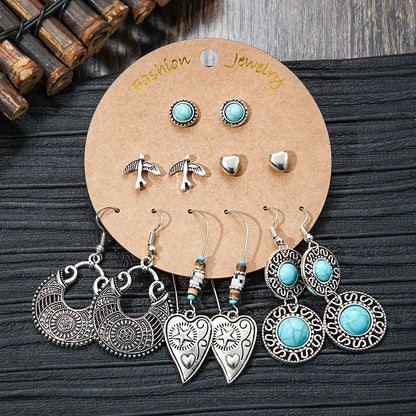 Bohemian Style Metal Earrings with Tassels and Geometric Shapes
