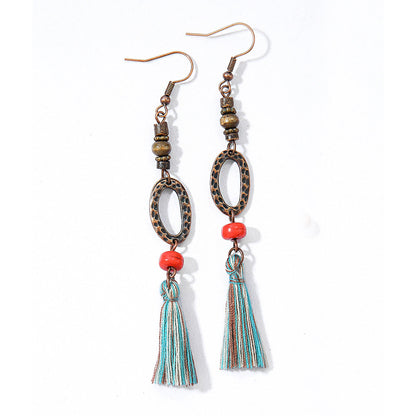Bohemian Style Gemstone Tassel Earrings for Women