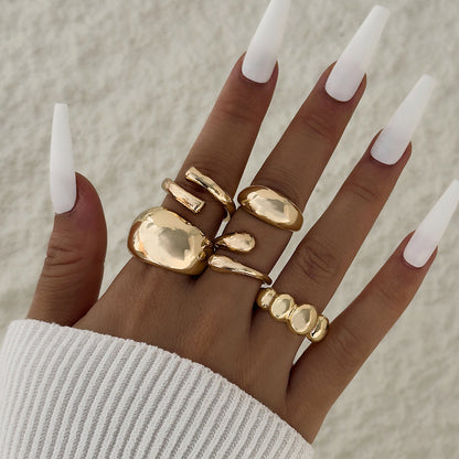 Trendy Vintage Statement Geometric Open Joint Ring Set