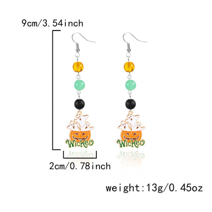 Halloween Pumpkin Ghost Tassel Dangle Earrings