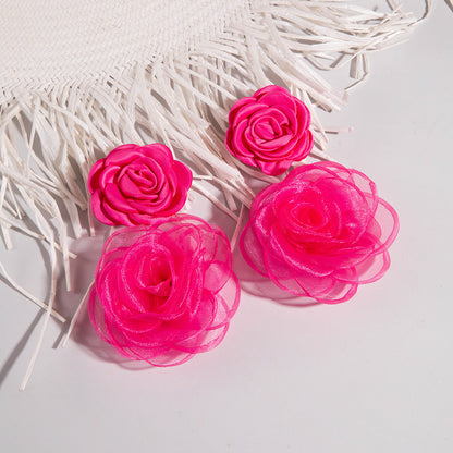 Stylish Irregular Floral Denim Flower Earrings