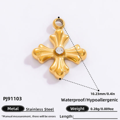 Cross Pendant Accessories DIY Jewelry Stainless Steel 18K Gold Bracelet Necklace