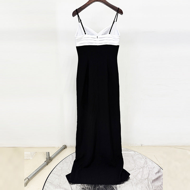 Color Block Maxi Dress Elegant Casual Sleeveless Gown
