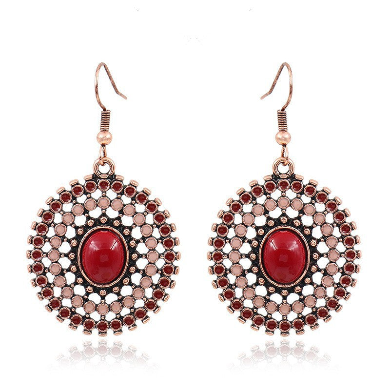 Bohemian Style Vintage Geometric Gemstone Earrings for Women