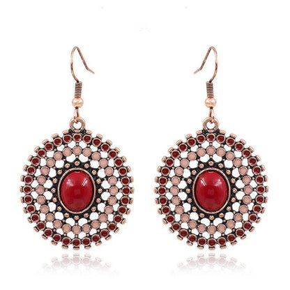 Bohemian Style Vintage Geometric Gemstone Earrings for Women