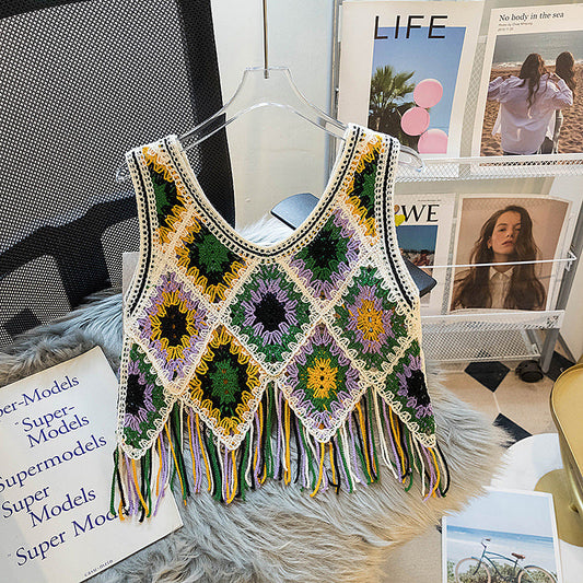 Crosa - Bohemian Crochet Lace Camisole in Vibrant Hues