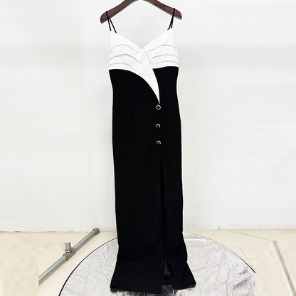 Color Block Maxi Dress Elegant Casual Sleeveless Gown