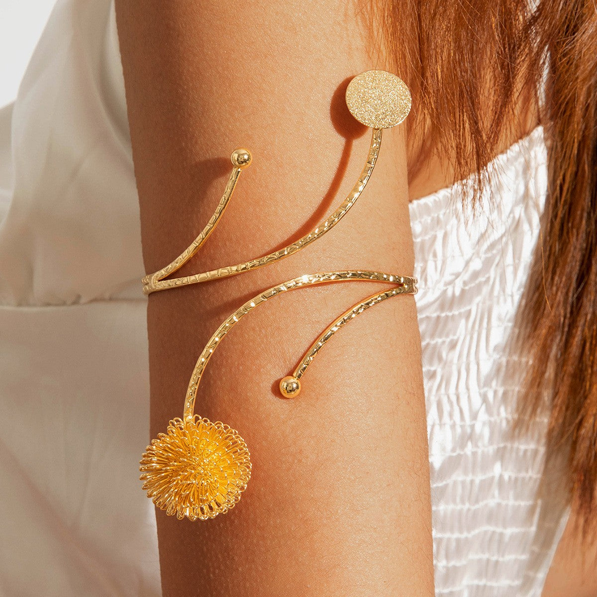 Floral Open Arm Cuff Bracelet Geometric Punk Style Beach Party Jewelry