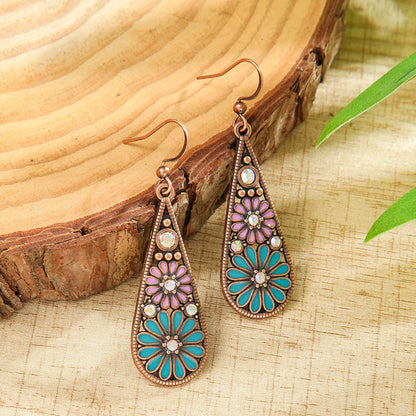 Colorful Alloy Drop Earrings Bohemian Style Fashionable Accessories