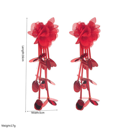 Trendy Floral Tassel Drop Earrings for Women