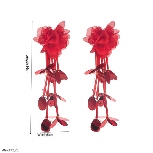 Trendy Floral Tassel Drop Earrings for Women