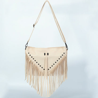 Rivet Soft Leather Trend Casual Rivet Tassel Bag Single Shoulder Diagonal Cross Women'S Bag