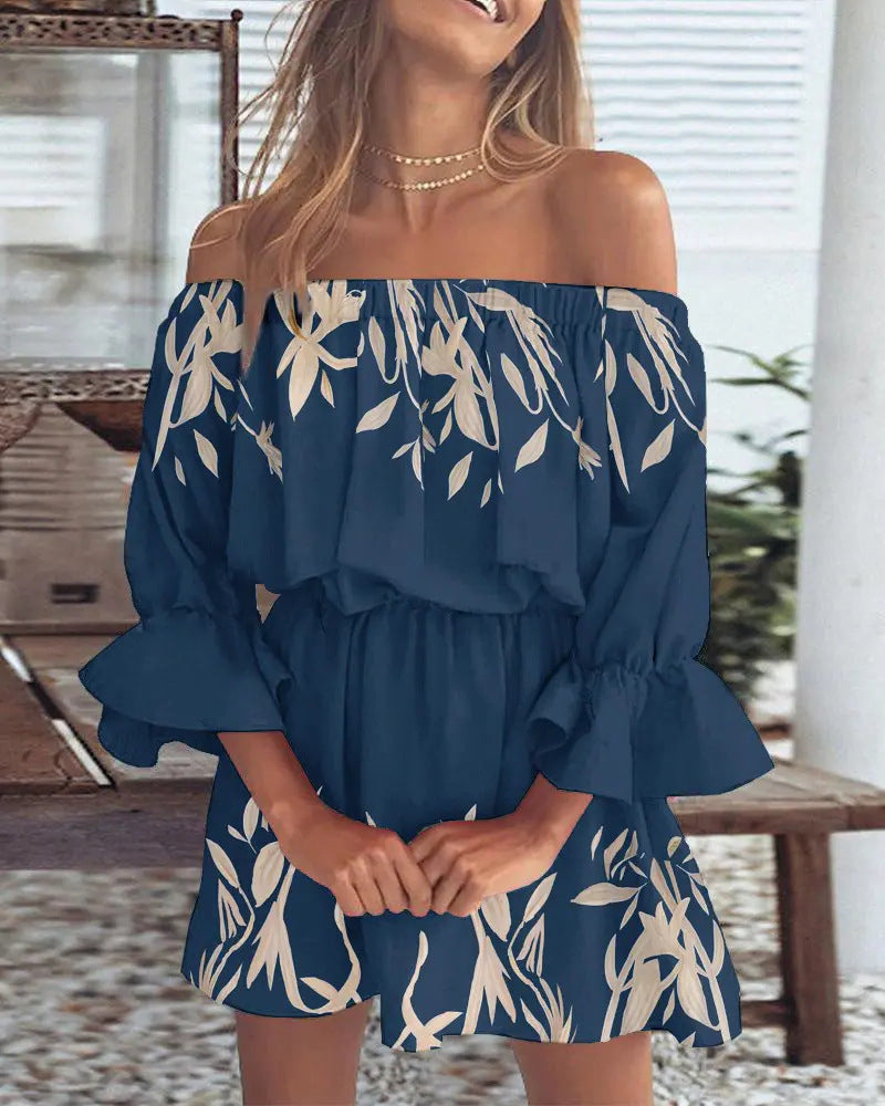 Sexy And Fashionable One Shoulder Printed Dress