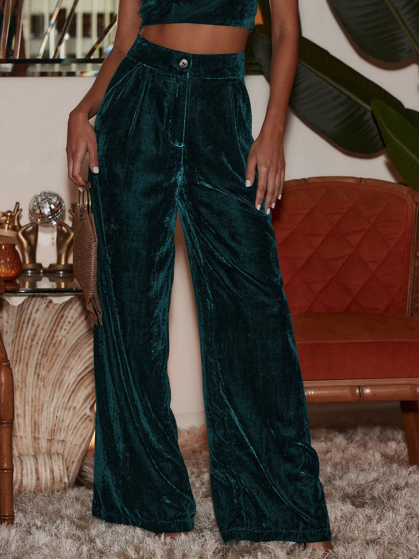 Elegant Loose-Fit Wide-Leg Pants with Buttons for Chic Office Style