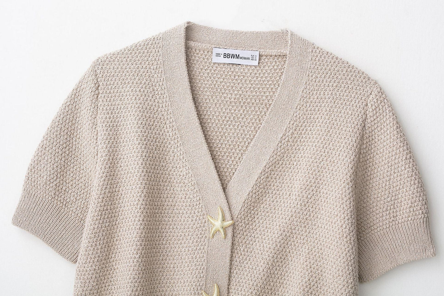 Trendy V-Neck Short Sleeve Knit Cardigan
