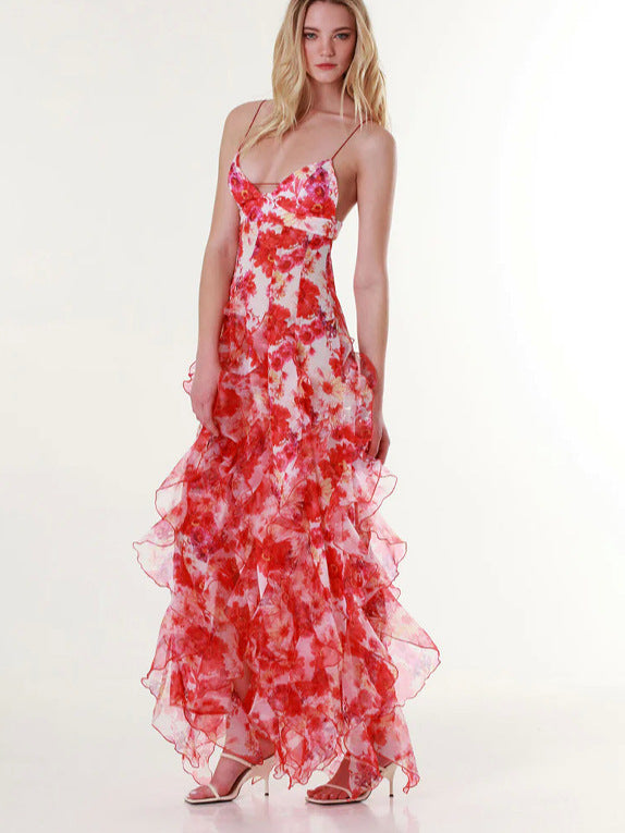 Off-The-Shoulder Chiffon Dress Elegant Long Evening Gown