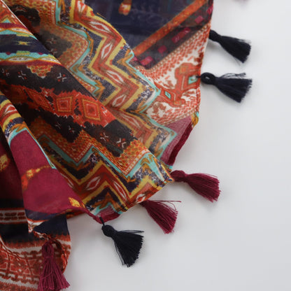 Spring And Summer National Totem Printing Long Scarf Encryption Bali Yarn Scarf Ladies Travel Sunscreen Towel