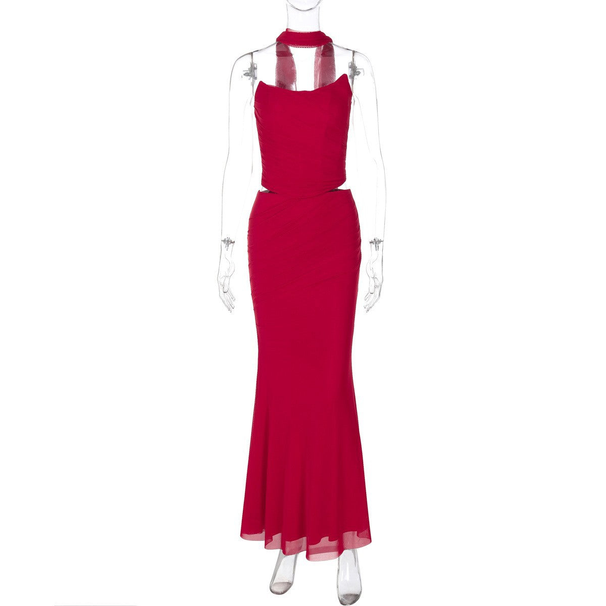 Sexy Two-Piece Sheer Mesh Wrap Dress Set