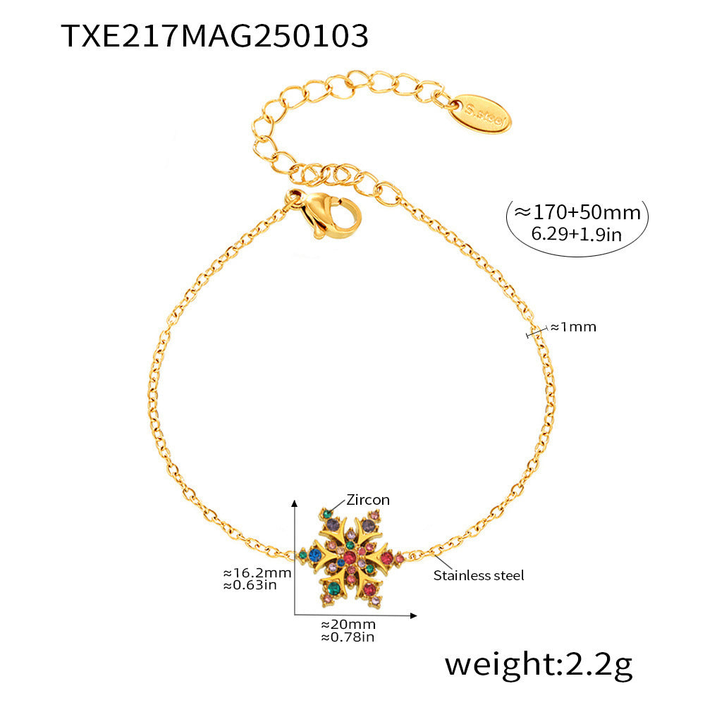 Sparking Cubic Zirconia Snowflake Chain Bracelet