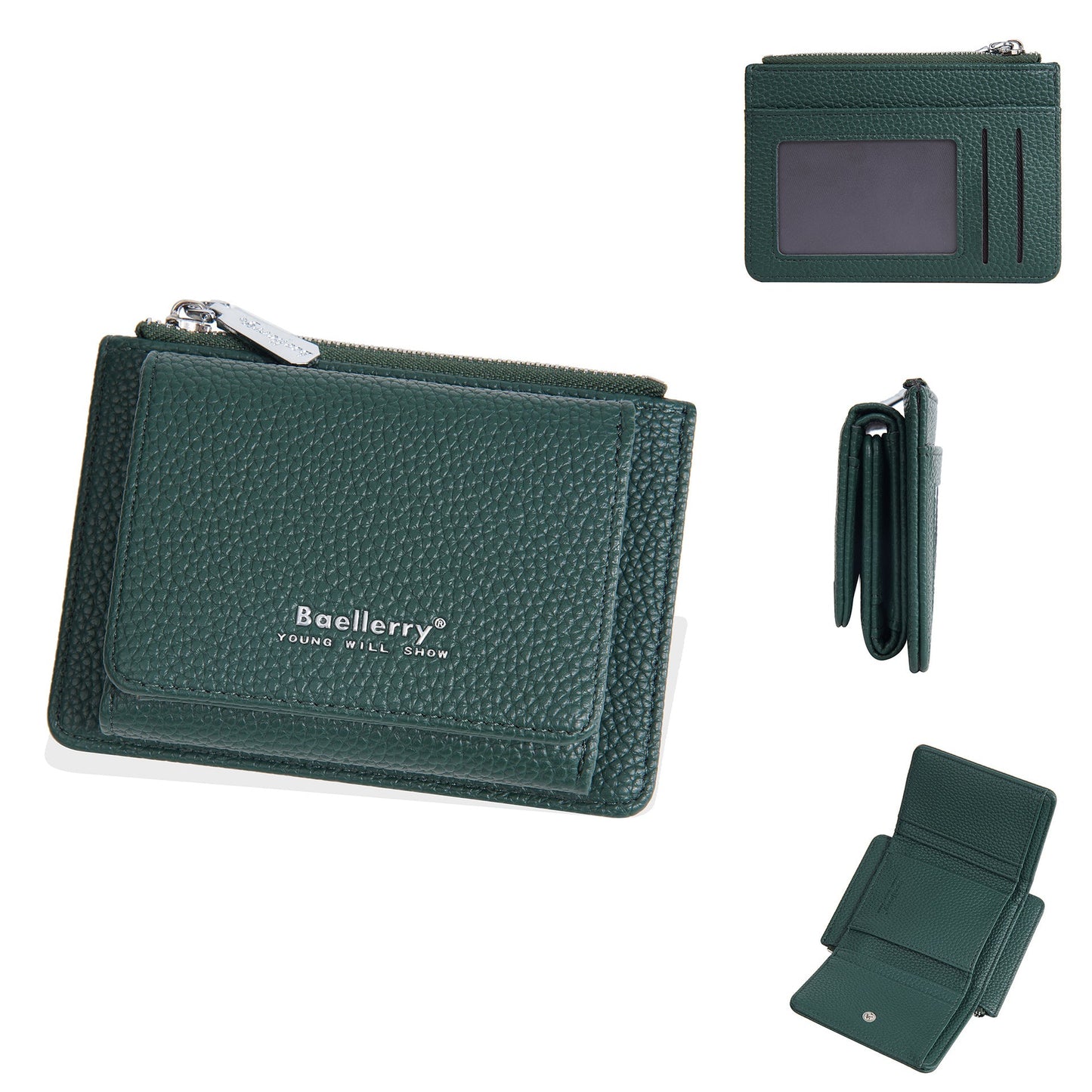Zipper Solid Color Card Cases Wallets