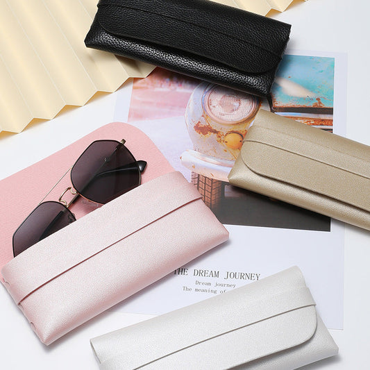 Trendy Portable Sunglasses Case Genuine Leather Eyewear Pouch