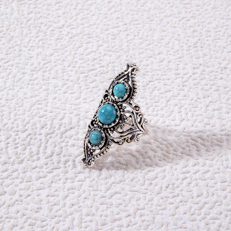 Vintage Geometric Turquoise Ring Set Alloy Fashion Jewelry