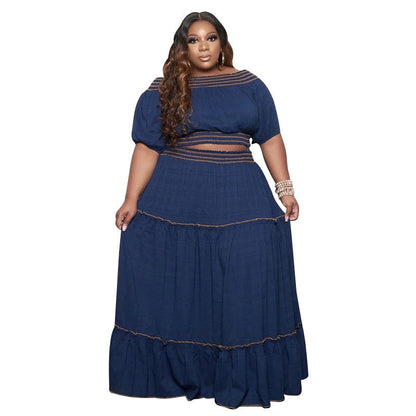 Trendy Women'S Two-Piece Set With Ruffled Hem Skirt