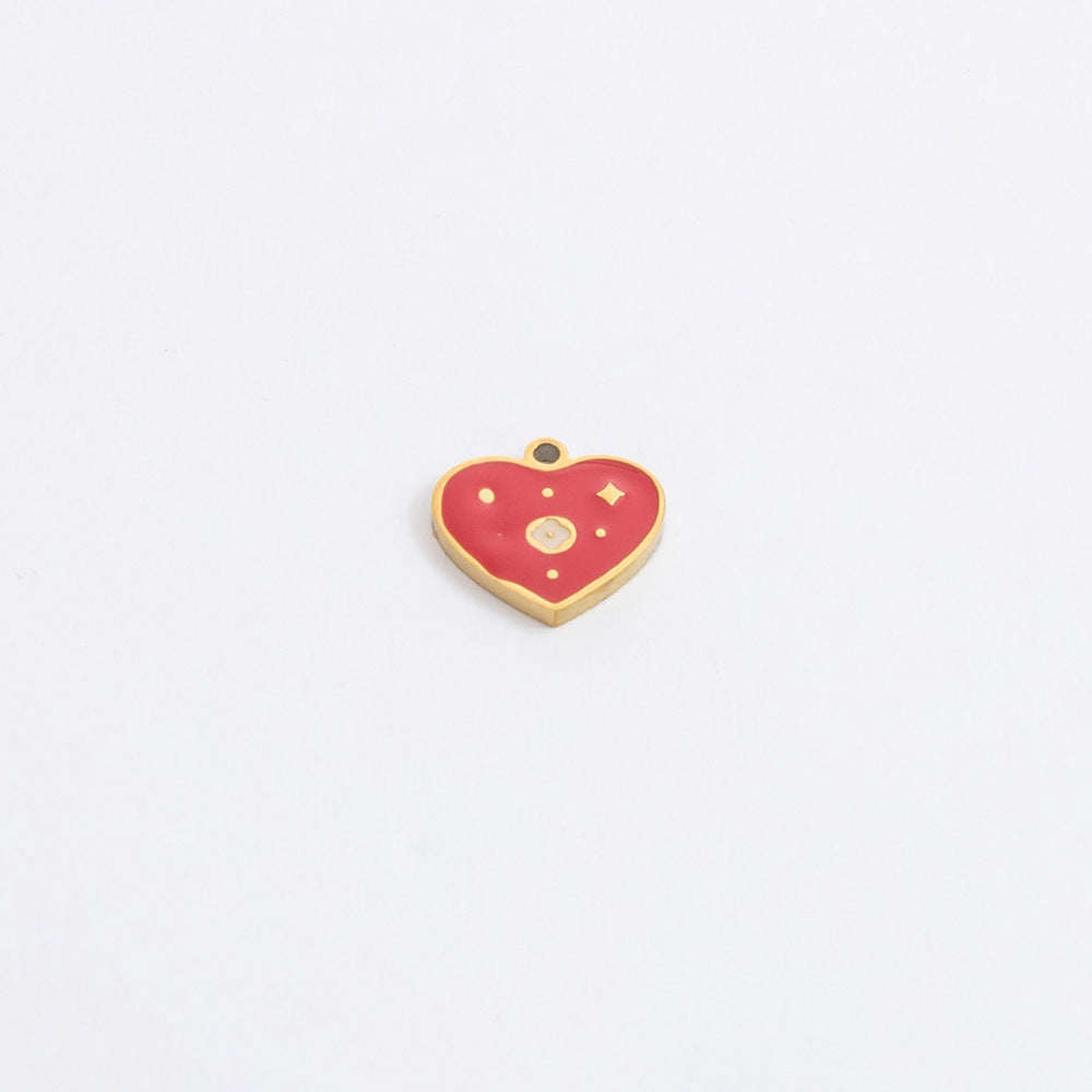 Cute Heart Pendant Stainless Steel Necklace with 18K Gold Plating