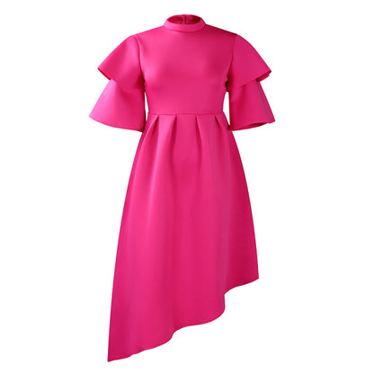 Elegant Ruffled Sleeve Maxi Dress Stylish Polyester Cocktail Dress