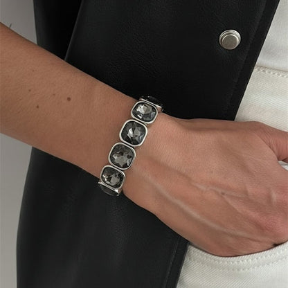 Trendy Geometric Acrylic Beaded Bracelets Stackable Metal Bangles For Women