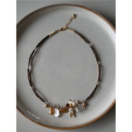 Vintage Double Layered Flower Beads Choker Necklace