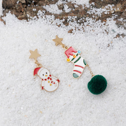 New Holiday Accessories Colorful Funny Christmas Earrings Female Autumn And Winter Wool Ball Earrings
