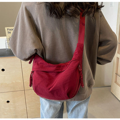 Solid Color Nylon Large Capacity Shoulder Bag