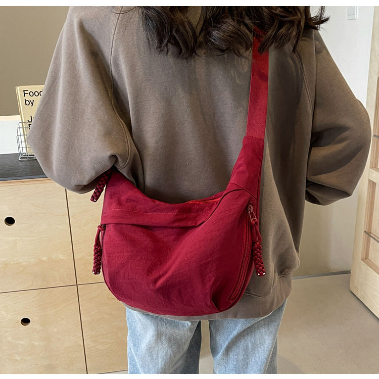 Solid Color Nylon Large Capacity Shoulder Bag