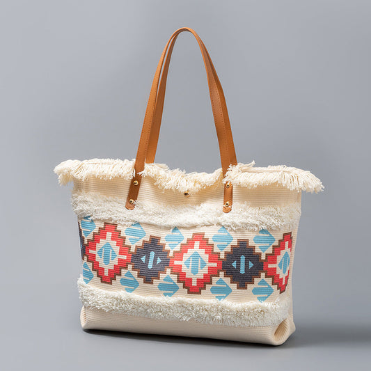 Tassel Print Tote Handbags