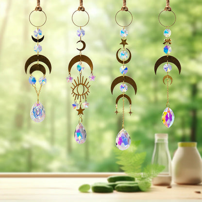 Gold Moon Hanging Colorful Crystal Decoration