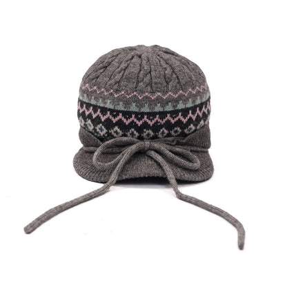 Retro Braided Wool Blend Knit Cap for Women