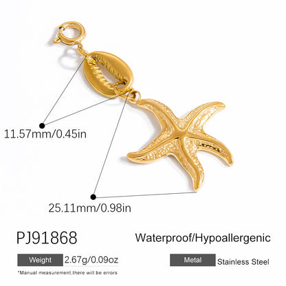 Stylish Starfish Shell Pendant Necklace 18K Gold Plated Stainless Steel