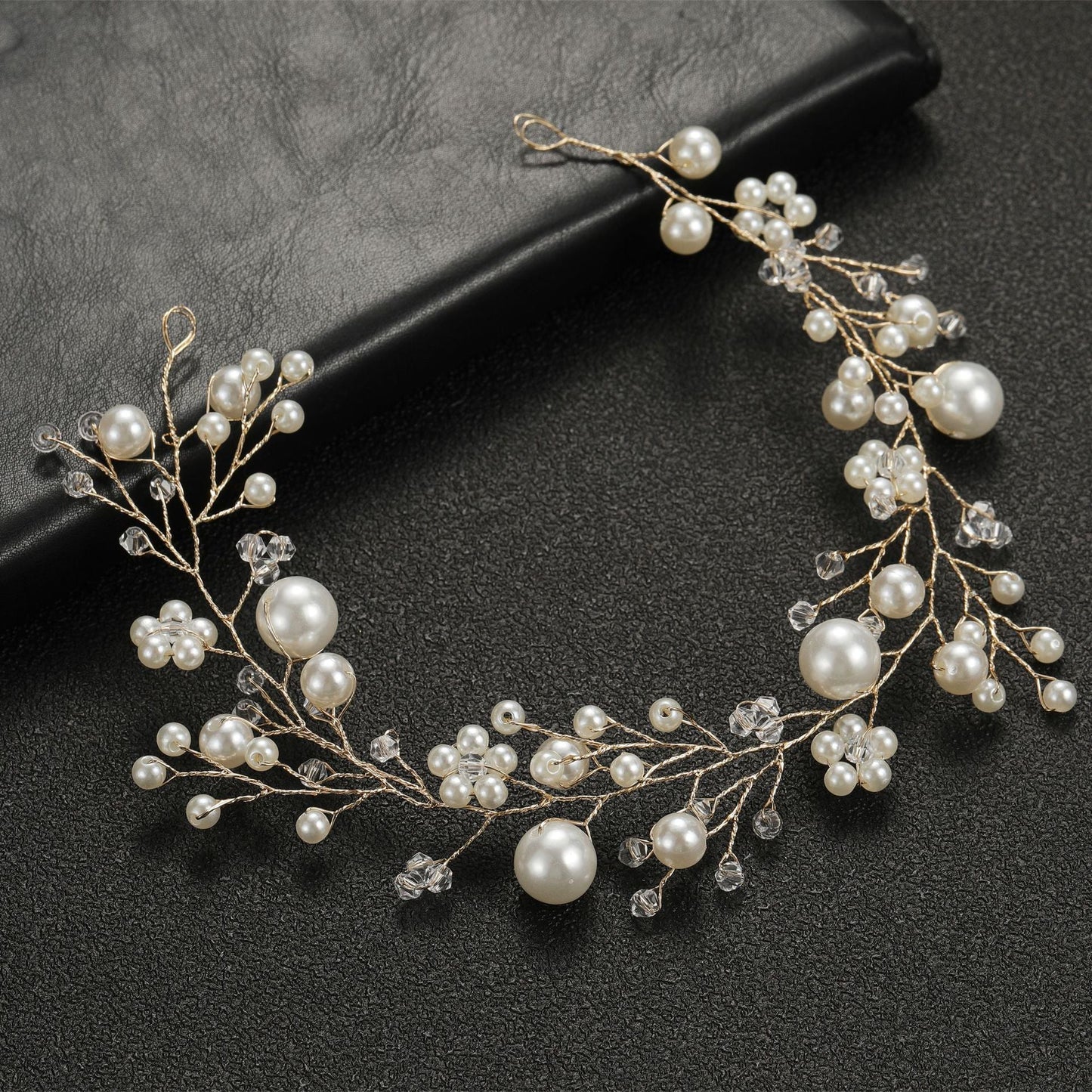 Transparent Plastic Flower Pearl Handmade Headband for Weddings