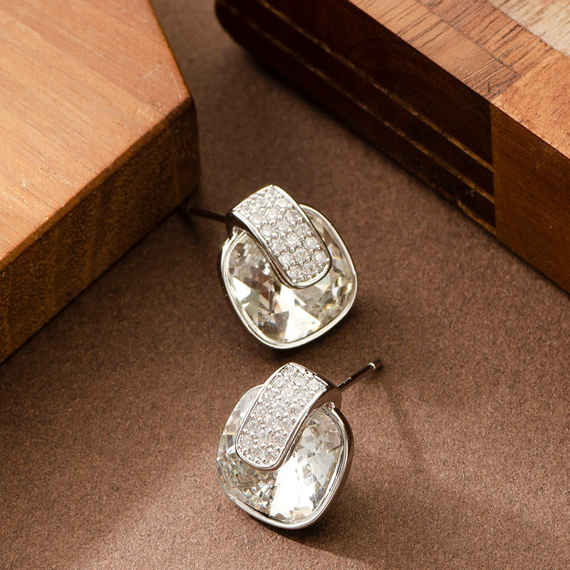 Elegant Geometric Crystal Zirconia Earrings For Women