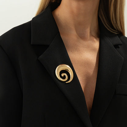 Exaggerated Irregular Metal Pleated Brooch Trendy Fashion Jacket Pin