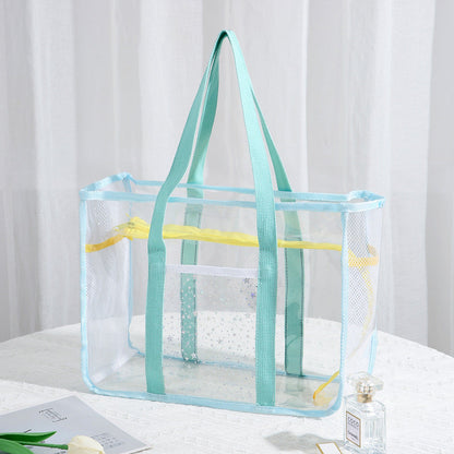 Multicolor Clear PVC Nylon Large Capacity Zip Tote Bag
